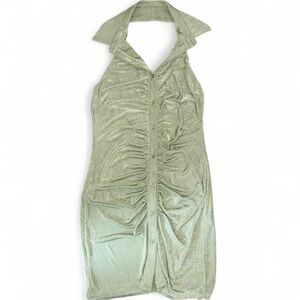 Princess Polly Green Ruched Buttoned Mini Dress Size 8